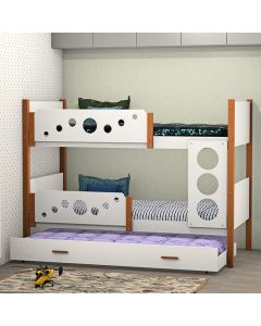 Beliche Solteiro Star com Cama Auxiliar - Branco com Mel 