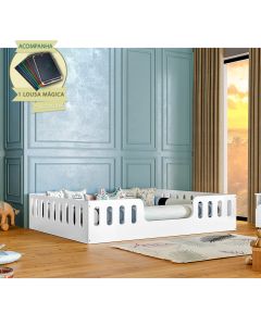 Cama Casal Infantil Montessoriana Helo Branco Lousa Mágica