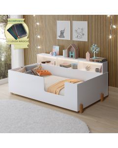 Cama Doçura Infantil com Nicho Design Juvenil Branca Incluso Lousa Mágica