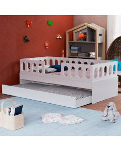 Cama Juvenil Lara Solteiro Com Cama Auxiliar Branco - Baby Mobília