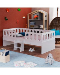 Cama Infantil Lara Solteiro com Escadinha Branco - Baby Mobília